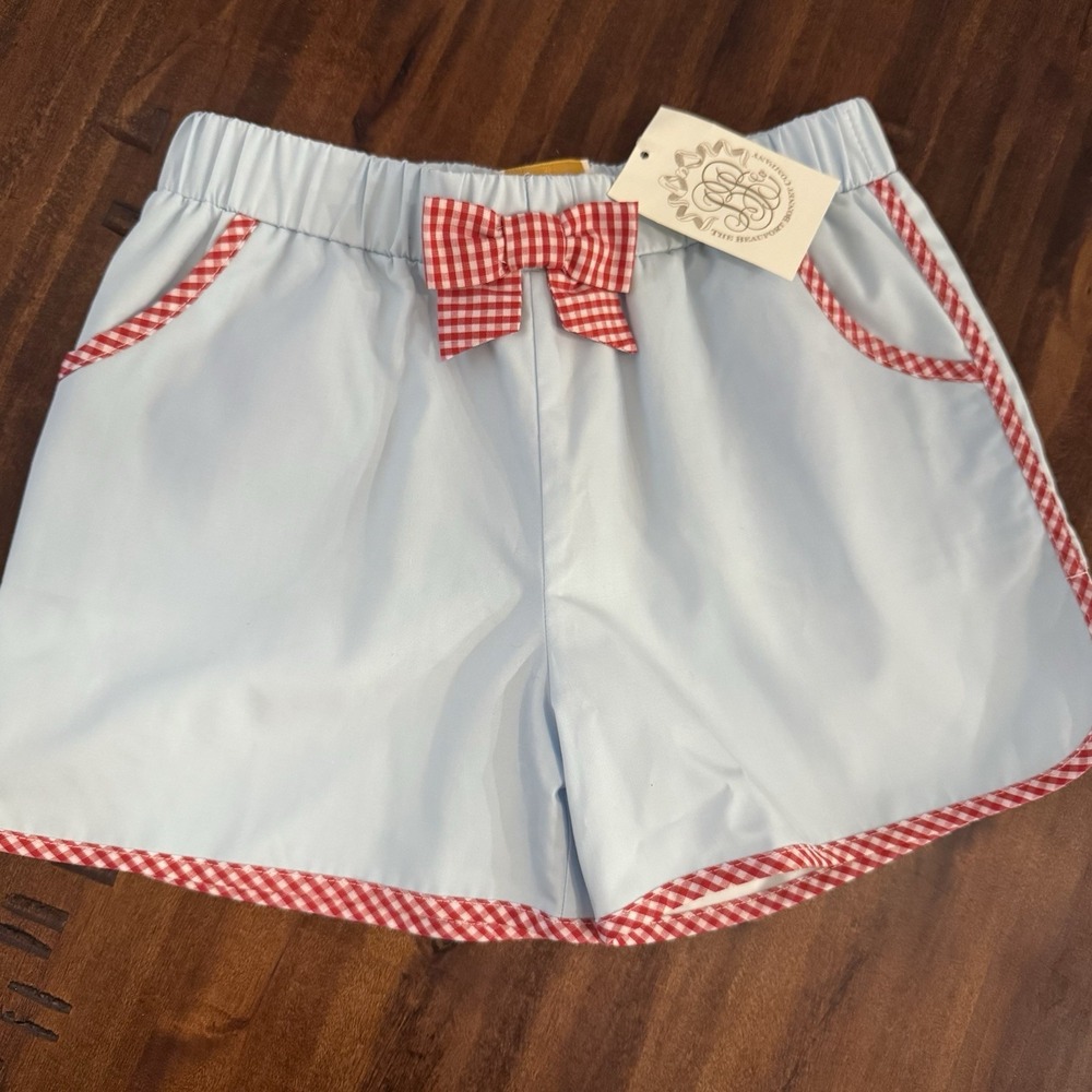 The Beaufort Bonnet Company NWT Girls Buckhead Blue and Red Cheryl Shorts Sz 7